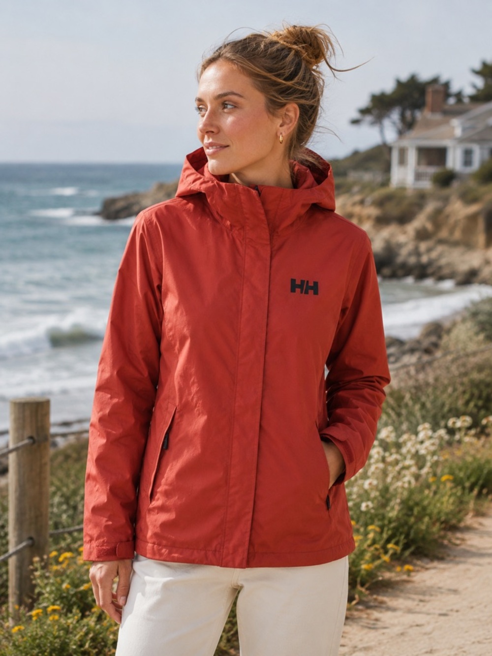 Helly Hansen Women's Rust- Orange Waterproof Hooded Lightweight Jacket